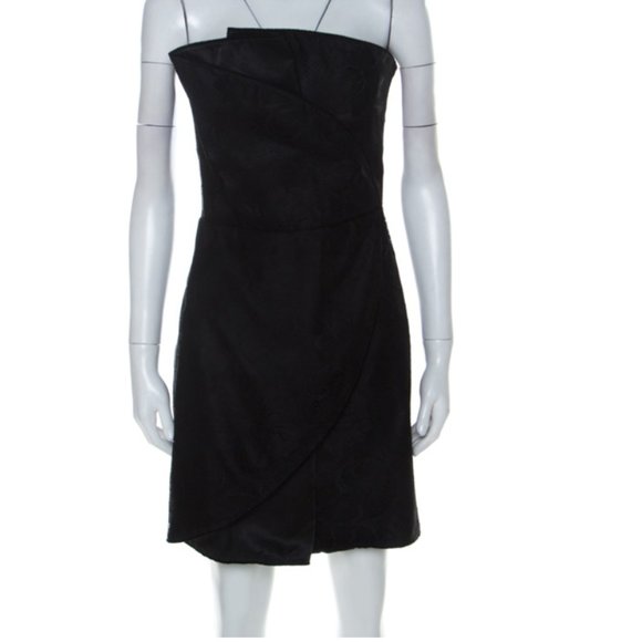 Emporio Armani Black Lace Strapless Faux Wrap Mini Dress - Picture 10 of 10